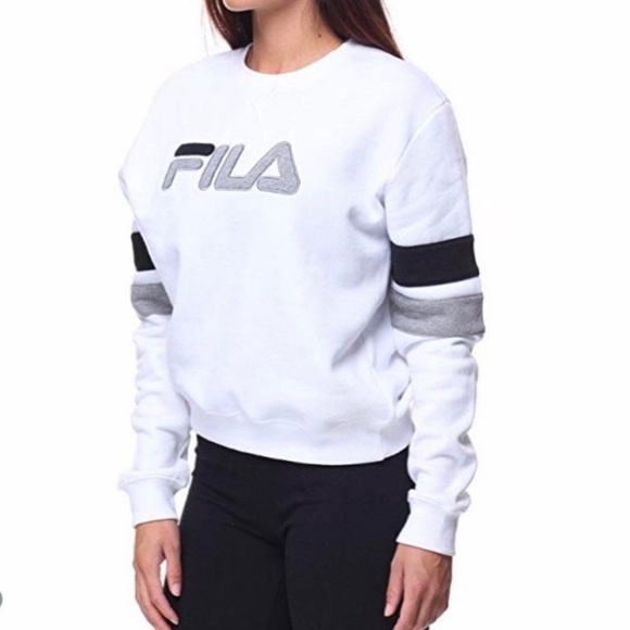 NWT FILA White Pullover Logo Sweatshirt Large - Picture 1 of 7